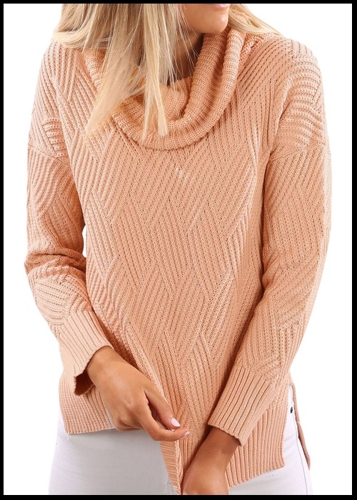 Mønstret sweater med hals fald